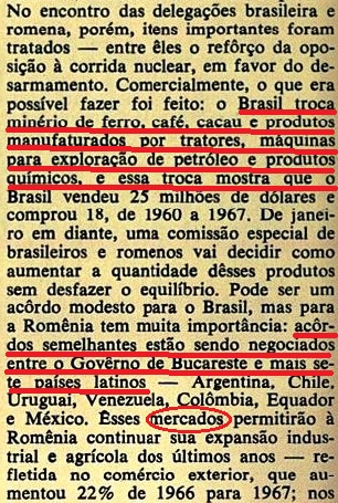 romênia, Brasil, 1968, 3; VEJA, 06NOV68