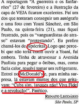 yoani, madonalds, socialistas