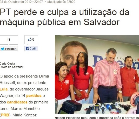 PT, PELEGRINO, DERROTA, MÁQUINA PÚBLCIA