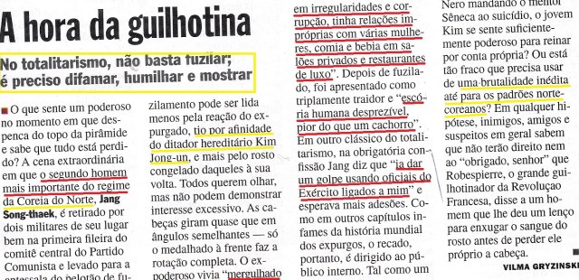 coreia, o fuzilamento do nº2, Veja 18dez13