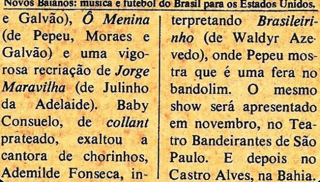Novos baianos, nota da POP, outubro 75, C