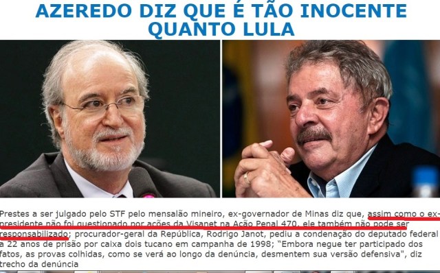 lula, azeredo, mENSAÃO, INOCENTES, 247