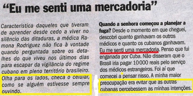 médica cubana, ENTREVISTA, Veja, 1