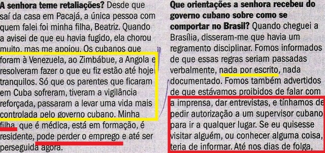 médica cubana, ENTREVISTA, Veja, 2