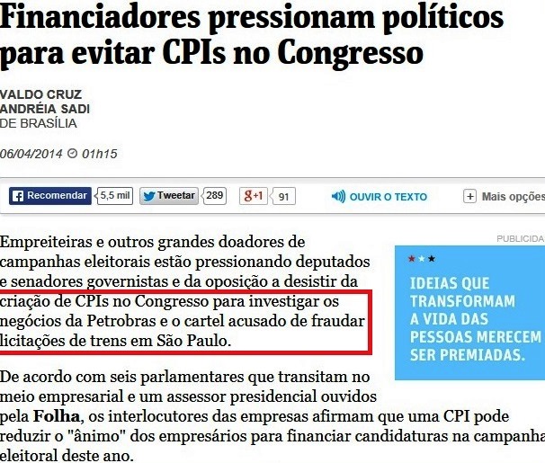 empresários pressionam para não haver CPI 2