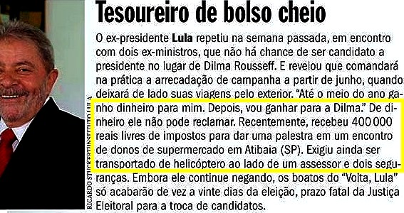 LULA, 400MIL, PALESTRA, VEJA26MAR14