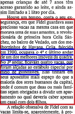 FIDEL, as vacas no 4 andar