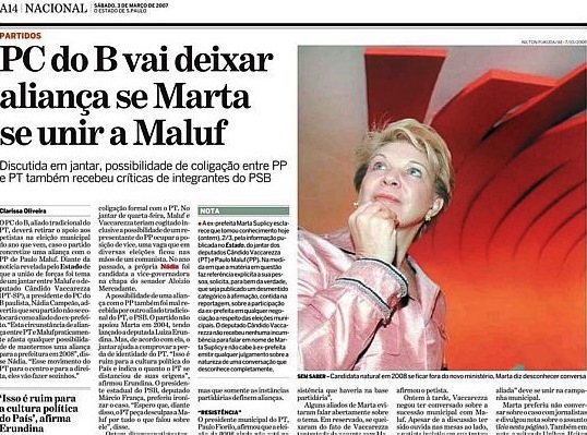 pcdob x maluf, ESTADÃO, 2007