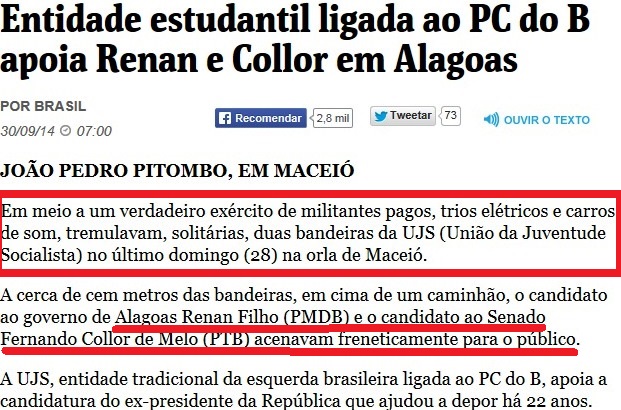 pcdob, ujs, COOR E RENAN. TODOS CONTRA HELOISA HELENA