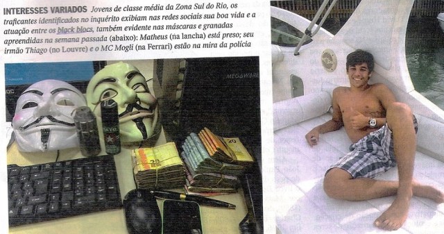 blak bloc, tráfico, Veja, 05nov14, MÁSCARA, DINHEIRO, GRANADA, LANCHA