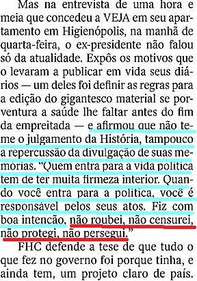 FHC, OS DIÁRIOS, veja, 28out15, não roubei