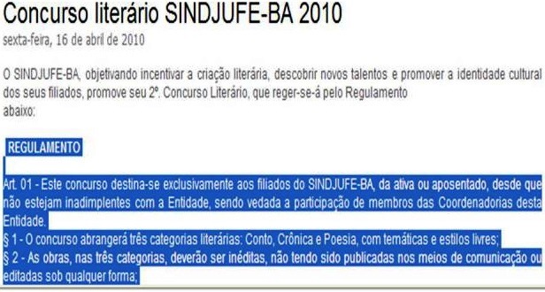 concurso poesia, sindjufe, 2010
