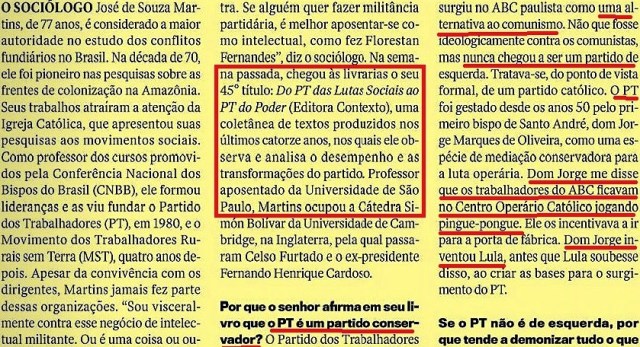 O PT DO PODER 2, sociólogo josé de souza martins