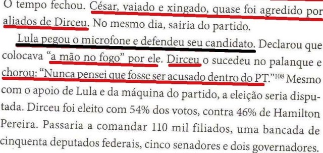 DIRCEU, LULA, OAS, ODEBRECHET...1994, livro DIRCEU, fl.148, CESAR BENJAMIM EXPULSO E XINGADO