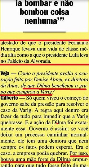 Gilberto Carvalho, Veja, amarelas 14, dilma, varig, 2008