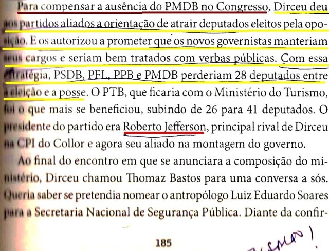 DIRCEU, A BIOGRAFIA, fl. 185, dirceu atrai os parlamentares da oposição, roberto jeferso...