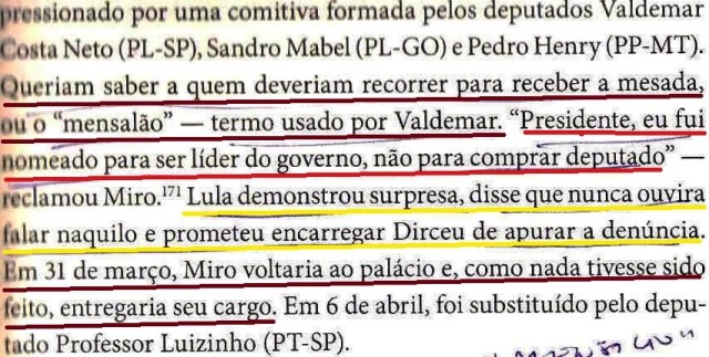 DIRCEU, A BIOGRAFIA, FL. 211, MIRO ENTREGA O CARGO, MENSALÃO