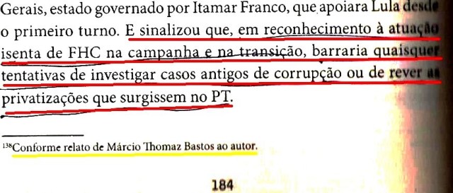 DIRCEU, A BIOGRAFIA, fls. 184, FHC, NADA DE REVER PRIVATIZAÇÕES...