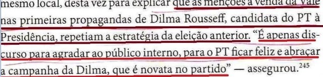 DIRCEU,A BIOGRAFIA, fl. 282, reestatização é discurso eleitoral, DILMA