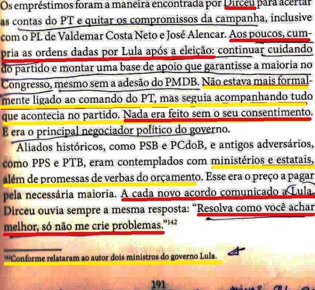 DIRCEU, A BIOGRAFIA, FL. 191, LULA MANDA DIRCEU RESOLVER